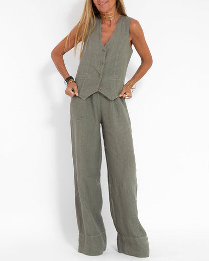 Marlena™ - Linen Vest and Trouser Set