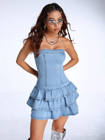 Daitiny™ - Stylish Denim Ruffle Dress