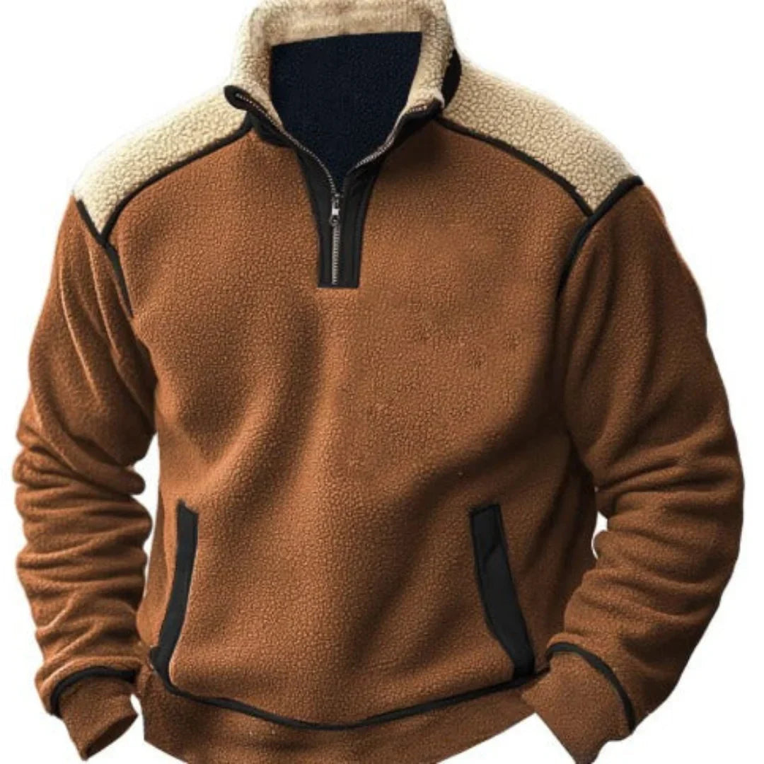 Liam - Vintage fleece trui met korte rits