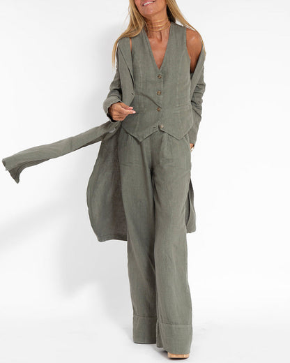 Marlena™ - Linen Vest and Trouser Set