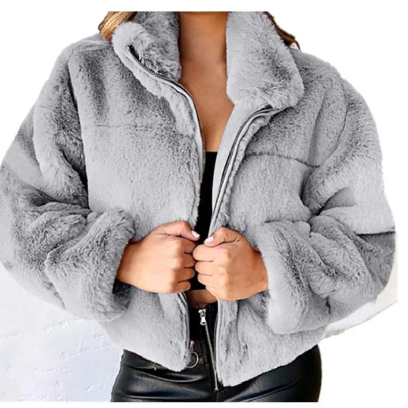 Morvell - Fashionable Teddy Coat Women - Short Winter Coat with Zipper and Collar