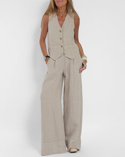 Marlena™ - Linen Vest and Trouser Set