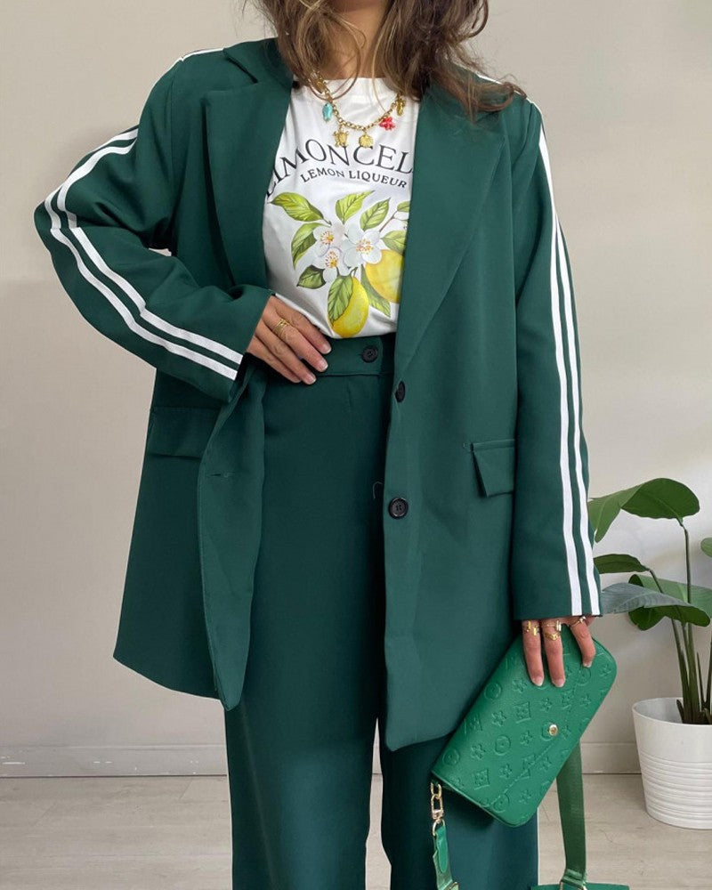 Mathilde | Urban chic gestreepte oversized blazer & broek