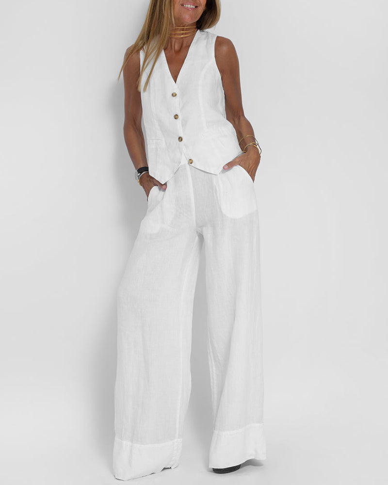 Marlena™ - Linen Vest and Trouser Set