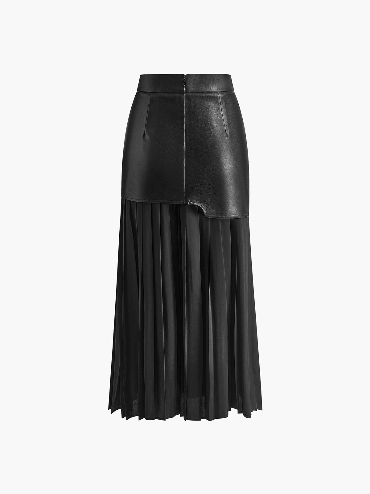 BEAUVOGUE - Asymmetrical patchwork chiffon pleated midi skirt