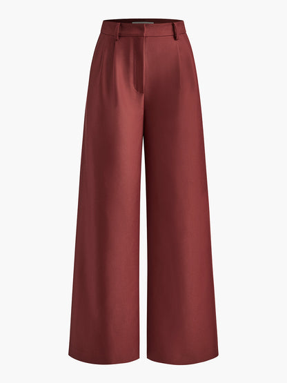 BEAUVOGUE - Plain wide leg trousers without belt