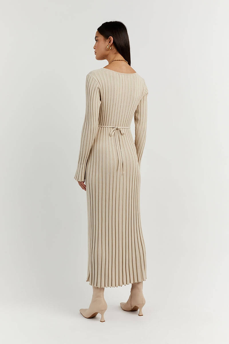 Maria™ | Knitted Midi Dress With V-neck