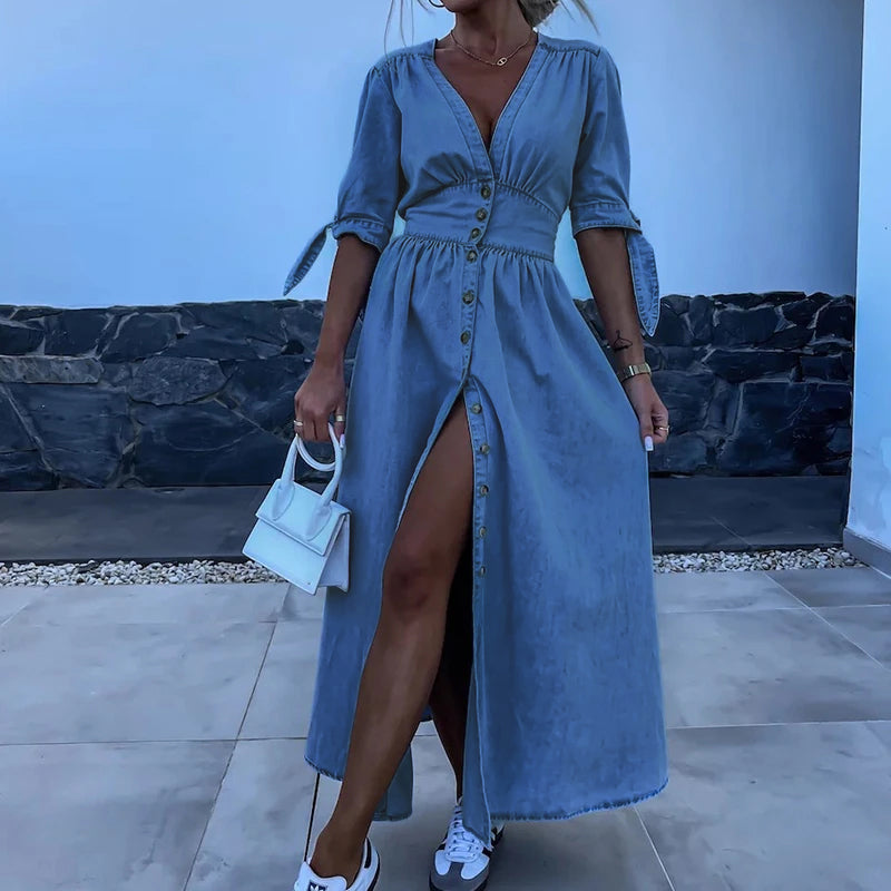 Mikaya™ | Denim Maxi Dress 