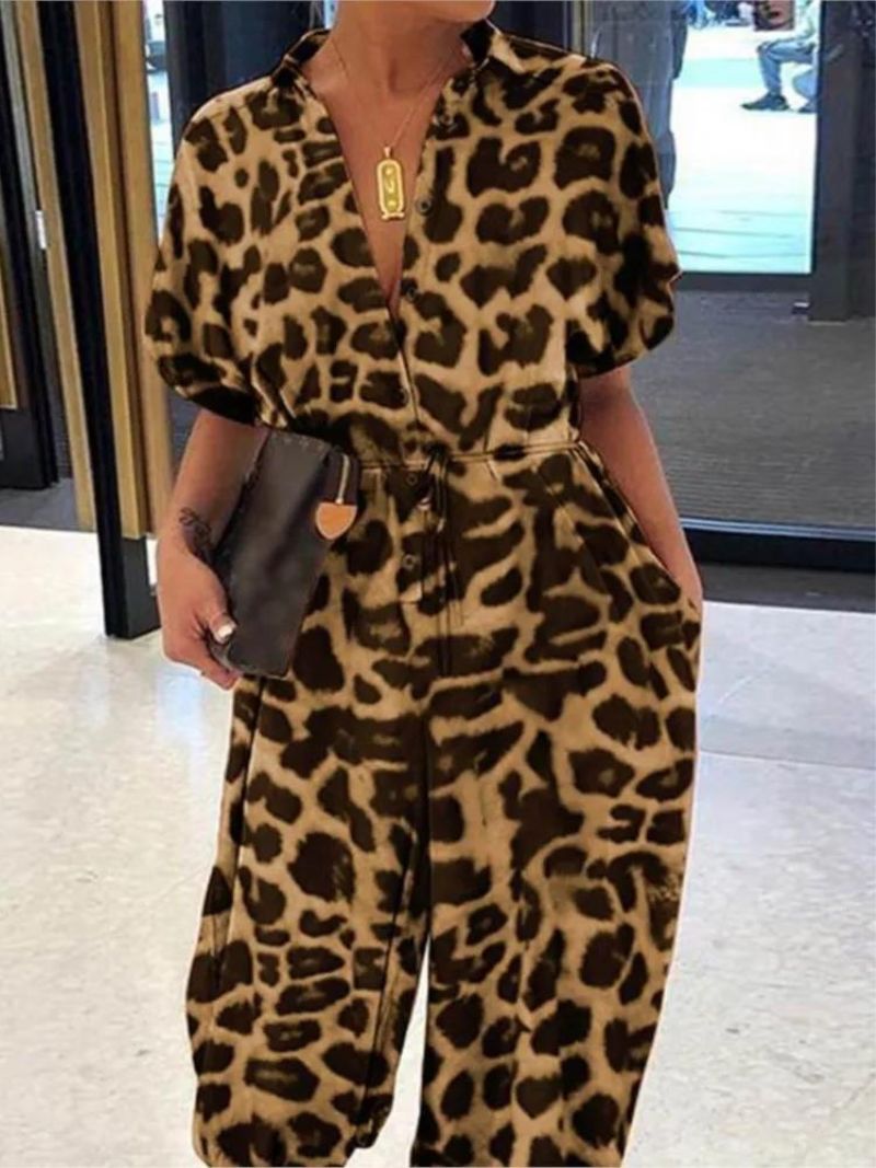 Sabine™ - Elegant Leopard Print V-Neck Jumpsuit