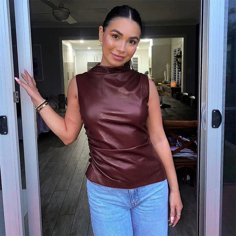 Leather Luxe top